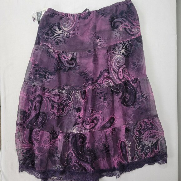 New York City Design Co. Purple Shiny Beading Women's Size Small SILK SKIRT New - Picture 5 of 8